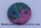 NGP205 6*40mm coin dyed imperial jasper & chrysocolla gemstone pendant