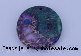 NGP206 6*40mm coin dyed imperial jasper & chrysocolla gemstone pendant