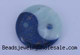 NGP209 6*40mm coin lapis lazuli & amazonite gemstone pendant