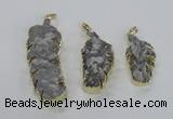 NGP2108 20*40mm - 25*65mm feather-shaped druzy agate pendants