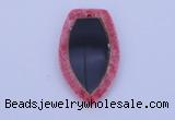 NGP211 30*50mm fashion dyed rhodochrosite & black stone pendant