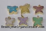 NGP2114 15*20mm - 18*25mm butterfly druzy agate gemstone pendants