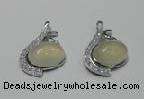 NGP2125 22*35mm agate gemstone pendants with crystal pave alloy settings