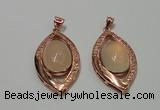 NGP2131 22*40mm agate gemstone pendants with crystal pave alloy settings