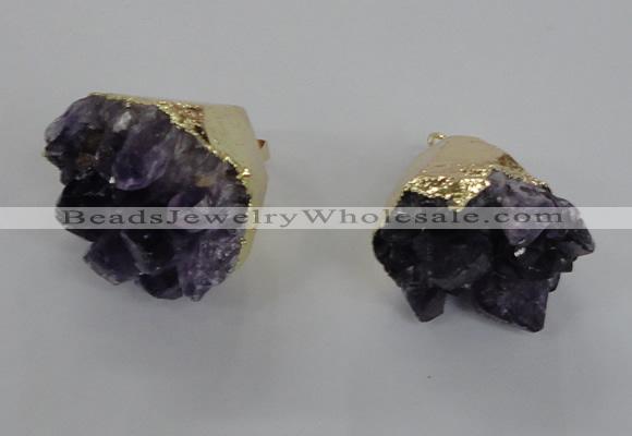 NGP2291 25*30mm - 30*35mm nuggets druzy amethyst pendants