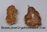 NGP2323 35*45mm - 45*55mm freeform plated druzy agate pendants