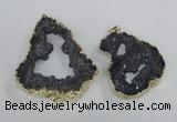 NGP2325 35*45mm - 45*55mm freeform plated druzy agate pendants