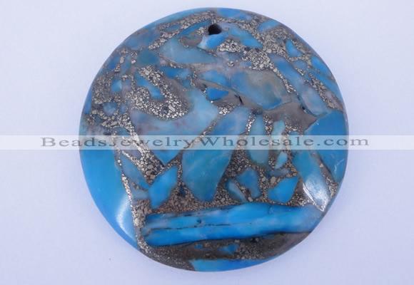 NGP236 7*40mm dyed golden turquoise & pyrite gemstone pendants