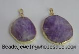 NGP2369 25*35mm - 35*45mm freefrom lavender amethyst pendants