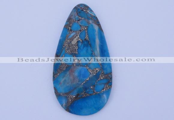 NGP240 30*60mm dyed golden turquoise & pyrite gemstone pendants