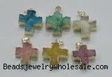 NGP2403 25*26mm - 27*28mm cross druzy agate pendants wholesale