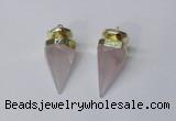 NGP2405 18*35mm - 20*40mm cone rose quartz pendants wholesale