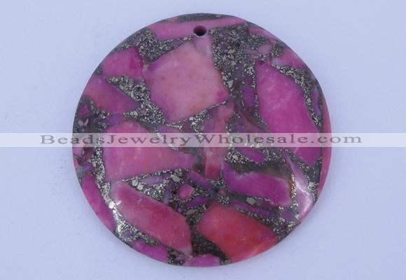 NGP243 7*40mm dyed golden turquoise & pyrite gemstone pendants