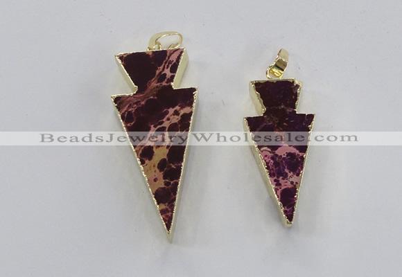 NGP2448 18*38mm - 22*45mm arrowhead sea sediment jasper pendants