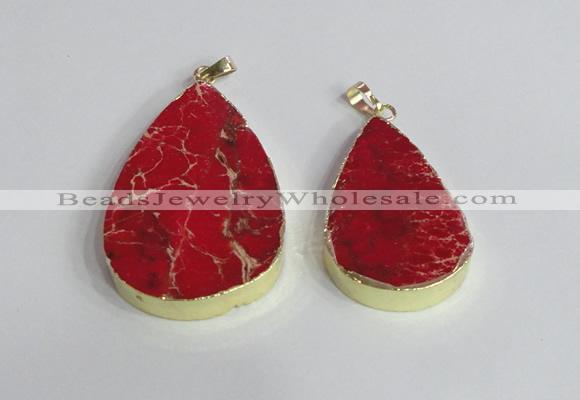 NGP2456 20*30mm - 30*35mm flat teardrop sea sediment jasper pendants