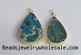 NGP2457 20*30mm - 30*35mm flat teardrop sea sediment jasper pendants