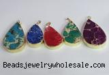 NGP2460 20*30mm - 30*35mm flat teardrop sea sediment jasper pendants