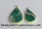 NGP2465 30*40mm - 40*50mm flat teardrop sea sediment jasper pendants