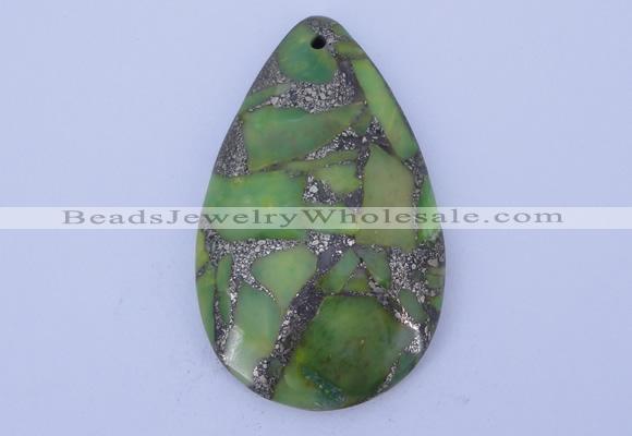 NGP248 30*49mm dyed golden turquoise & pyrite gemstone pendants