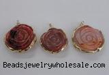 NGP2520 40mm - 45mm carved flower agate gemstone pendants