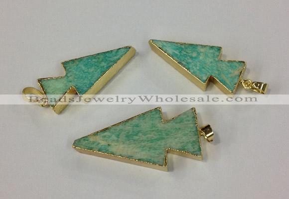 NGP2522 15*32mm - 22*55mm arrowhead Russian amazonite pendants