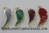 NGP2530 18*40mm - 22*55mm wing-shaped sea sediment jasper pendants