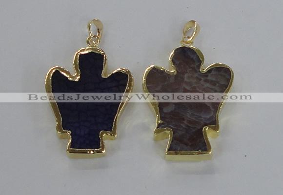 NGP2579 30*40mm angel agate gemstone pendants wholesale