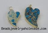 NGP2599 25*35mm - 35*45mm heart sea sediment jasper pendants