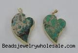 NGP2600 25*35mm - 35*45mm heart sea sediment jasper pendants