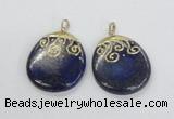 NGP2623 40*50mm oval lapis lazuli gemstone pendants wholesale