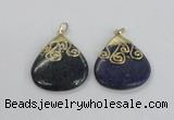 NGP2624 40*45mm flat teardrop lapis lazuli gemstone pendants wholesale