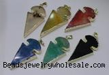 NGP2652 25*48mm - 28*54mm arrowhead agate pendants wholesale