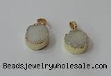 NGP2665 14mm - 15mm coin druzy quartz gemstone pendants