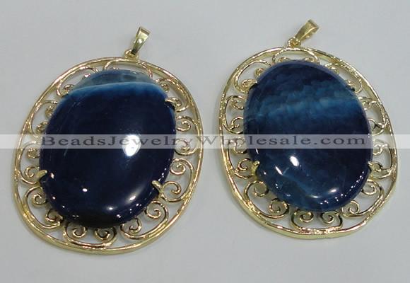 NGP2758 50*60mm oval agate gemstone pendants wholesale