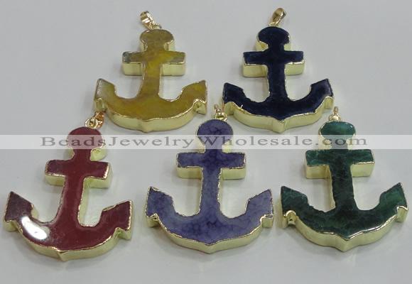 NGP2789 40*50mm anchor agate gemstone pendants wholesale