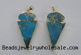 NGP2821 25*50mm - 27*55mm arrowhead sea sediment jasper pendants