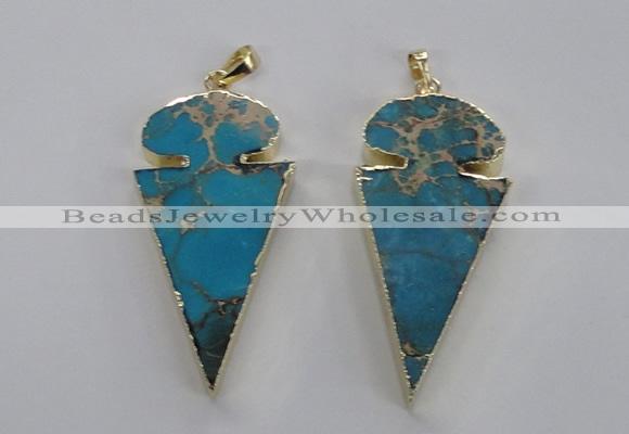 NGP2821 25*50mm - 27*55mm arrowhead sea sediment jasper pendants