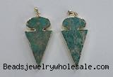 NGP2822 25*50mm - 27*55mm arrowhead sea sediment jasper pendants