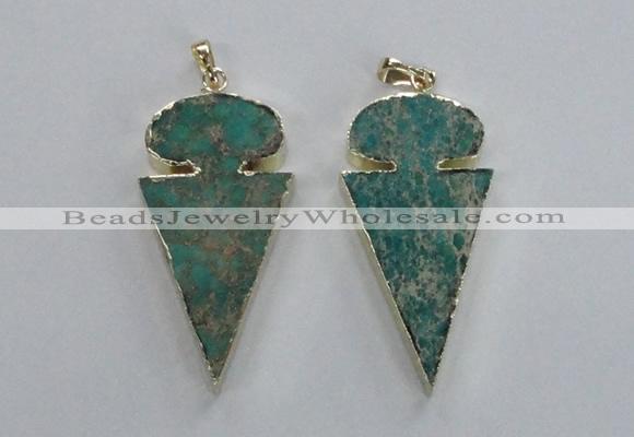 NGP2822 25*50mm - 27*55mm arrowhead sea sediment jasper pendants