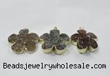 NGP2852 42*45mm - 50*52mm flower agate gemstone pendants