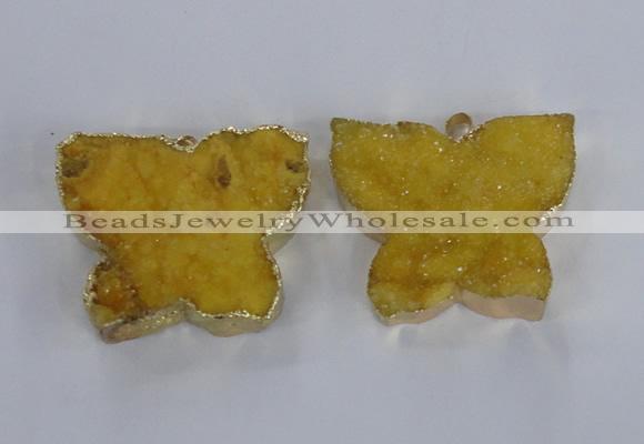 NGP2871 40*50mm - 45*55mm butterfly druzy agate pendants wholesale