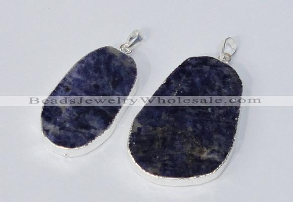 NGP2957 25*35mm - 35*45mm freeform sodalite pendants wholesale