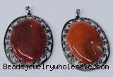 NGP2971 50*60mm oval agate gemstone pendants wholesale