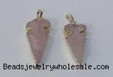 NGP3027 15*35mm – 20*50mm arrowhead rose quartz gemstone pendants