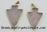 NGP3038 20*35mm – 25*40mm arrowhead rose quartz pendants