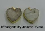 NGP3047 30*30mm heart druzy agate gemstone pendants