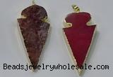 NGP3052 25*50mm - 28*55mm arrowhead agate pendants wholesale