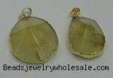 NGP3063 25*35mm – 35*45mm freeform lemon quartz pendants