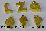 NGP3071 20*25mm - 25*30mm letter druzy agate pendants wholesale