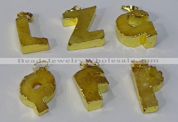 NGP3071 20*25mm - 25*30mm letter druzy agate pendants wholesale